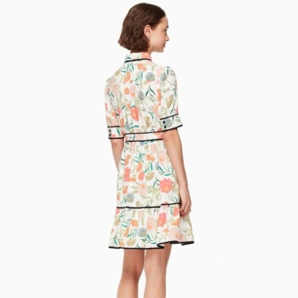 KATE SPADE- Picnic Perfect Blossom Fluid Shirtdress Spring Floral Preppy Church - Picture 2 of 10